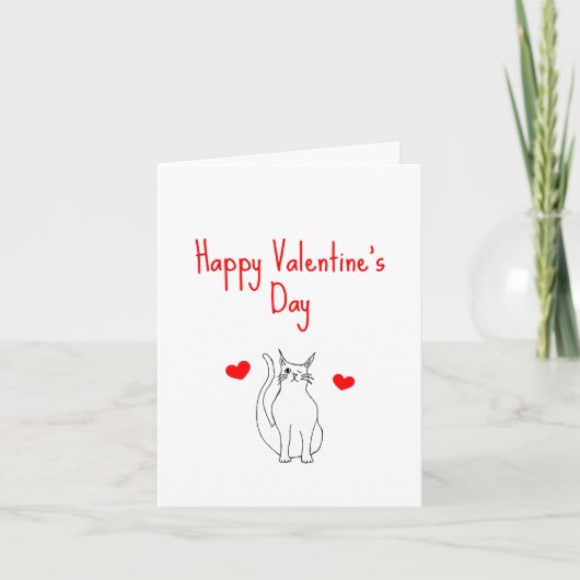 Cartes Pour Fêtes Annuelles Saint Valentin Coeurs rouges mignons Chat (Devant)