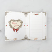 Cartes Pour Fêtes Annuelles Saint Valentin - Cupidon et un grand coeur rouge. (Intérieur)