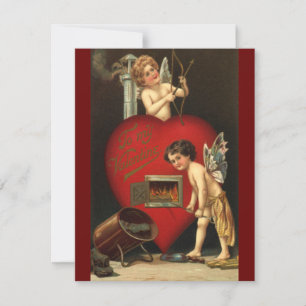 Cartes Pour Fêtes Annuelles Saint-Valentin Cupidon Vintage, Anges Amour Brûlan