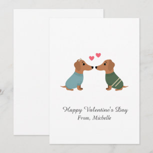 Cartes Pour Fêtes Annuelles Saint-Valentin Dachshund coeurs rouges personnalis