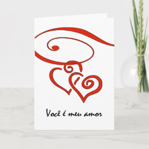 Cartes Pour Fêtes Annuelles Saint-Valentin dans le Portugais, coeurs ensemble