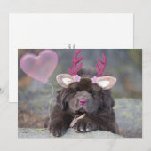 Cartes Pour Fêtes Annuelles Saint-Valentin de chiot cerf (Devant / Derrière)