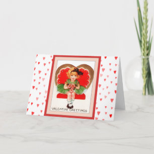 Cartes Pour Fêtes Annuelles Saint-Valentin de petite fille vintage
