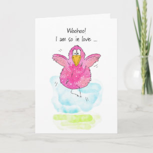 Cartes Pour Fêtes Annuelles Saint-Valentin Drôle Jumping pour Joy Pink Bird