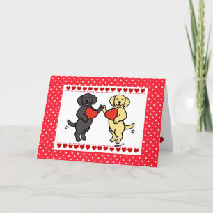 Cartes Pour Fêtes Annuelles Saint-Valentin du Labrador noir et jaune