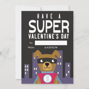 Cartes Pour Fêtes Annuelles Saint-Valentin en classe pour chien super-héros
