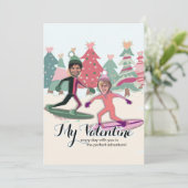 Cartes Pour Fêtes Annuelles Saint-Valentin en snowboard (Debout devant)