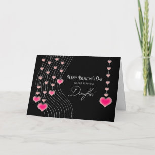 Cartes Pour Fêtes Annuelles Saint-Valentin - Fille - Coeurs noirs/roses