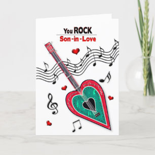 Cartes Pour Fêtes Annuelles Saint Valentin Fils en Droit Coeur Musique guitare