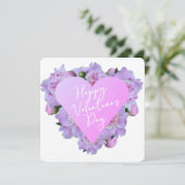 Cartes Pour Fêtes Annuelles Saint Valentin Fleurs de Coeur violet rose élégant (Debout devant)