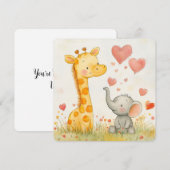 Cartes Pour Fêtes Annuelles Saint-Valentin girafe et éléphant (Devant / Derrière)