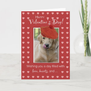 Cartes Pour Fêtes Annuelles Saint Valentin Golden Retriever Dog W/ Red Heart