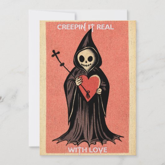 Cartes Pour Fêtes Annuelles Saint Valentin gothique et macabre avec Faucheur e (Devant)