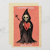 Cartes Pour Fêtes Annuelles Saint Valentin gothique et macabre avec Faucheur e (Devant / Derrière)