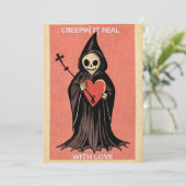 Cartes Pour Fêtes Annuelles Saint Valentin gothique et macabre avec Faucheur e (Debout devant)