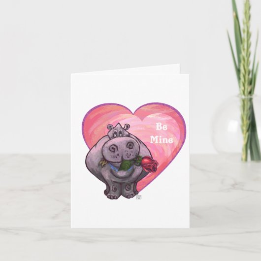 Cartes Pour Fêtes Annuelles Saint-Valentin Hippopotame (Devant)