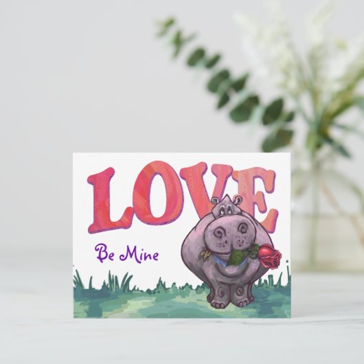 Cartes Pour Fêtes Annuelles Saint-Valentin Hippopotame (Debout devant)
