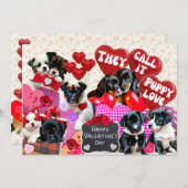 Cartes Pour Fêtes Annuelles Saint Valentin, ils appellent ça l'amour chiot (Devant / Derrière)