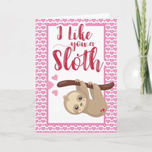 Cartes Pour Fêtes Annuelles Saint Valentin Je t'aime A Sloth (Devant)