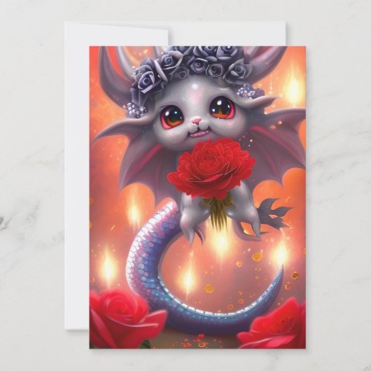Cartes Pour Fêtes Annuelles Saint Valentin Kawaii Dragon (Devant)