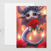Cartes Pour Fêtes Annuelles Saint Valentin Kawaii Dragon (Devant / Derrière)