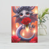 Cartes Pour Fêtes Annuelles Saint Valentin Kawaii Dragon (Debout devant)