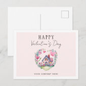 Cartes Pour Fêtes Annuelles Saint-Valentin Maison de coeur Aquarelle Réalité (Devant / Derrière)