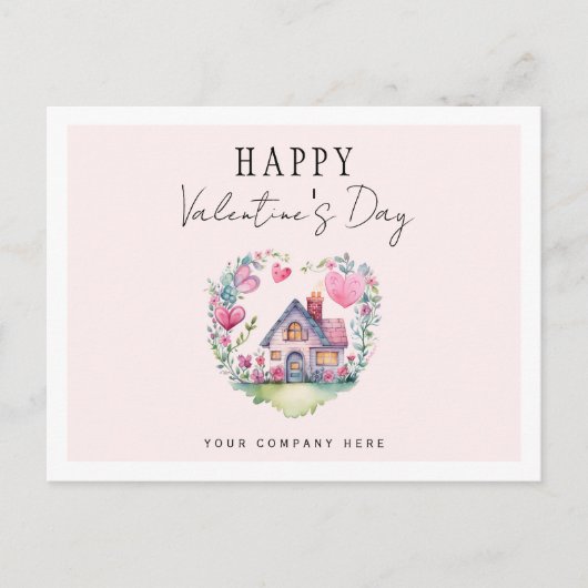 Cartes Pour Fêtes Annuelles Saint-Valentin Maison de coeur Aquarelle Réalité (Devant)