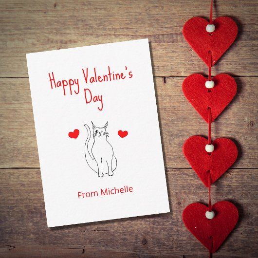 Cartes Pour Fêtes Annuelles Saint-Valentin Mignon Chat Clin d'œil Cœurs