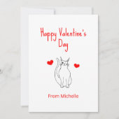 Cartes Pour Fêtes Annuelles Saint-Valentin Mignon Chat Clin d'œil Cœurs (Devant)