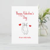 Cartes Pour Fêtes Annuelles Saint-Valentin Mignon Chat Clin d'œil Cœurs (Debout devant)
