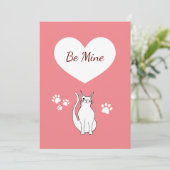 Cartes Pour Fêtes Annuelles Saint-Valentin mignon chatte main tiré rose (Debout devant)