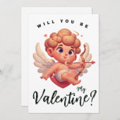 Cartes Pour Fêtes Annuelles Saint Valentin mignon cuppé rose (Devant / Derrière)