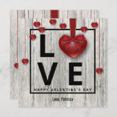 Cartes Pour Fêtes Annuelles Saint Valentin Moderne Rustique Bois AIMER Coeurs  (Devant / Derrière)