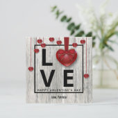 Cartes Pour Fêtes Annuelles Saint Valentin Moderne Rustique Bois AIMER Coeurs  (Debout devant)