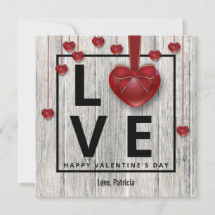 Cartes Pour Fêtes Annuelles Saint Valentin Moderne Rustique Bois AIMER Coeurs