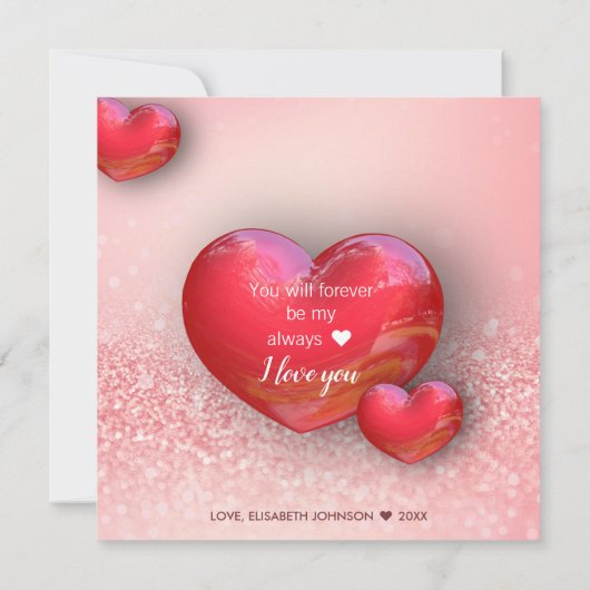 Cartes Pour Fêtes Annuelles Saint Valentin Parties scintillant des Coeurs roug (Dos)
