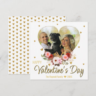 Cartes Pour Fêtes Annuelles Saint-Valentin Photo Cœur Paillettes Dorées Cœurs