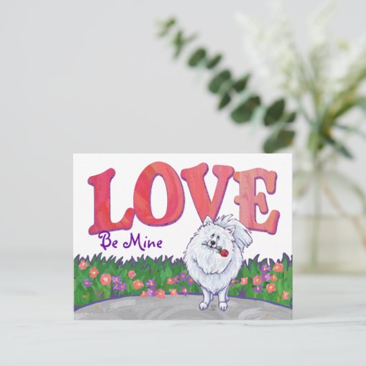 Cartes Pour Fêtes Annuelles Saint Valentin Poméranie Blanche (Debout devant)