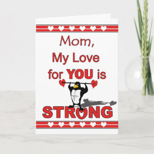 Cartes Pour Fêtes Annuelles Saint-Valentin pour maman Penguin Abs Weights