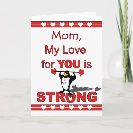 Cartes Pour Fêtes Annuelles Saint-Valentin pour maman Penguin Abs Weights (Devant)