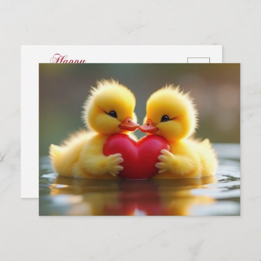 Cartes Pour Fêtes Annuelles Saint Valentin Poussins (Devant / Derrière)