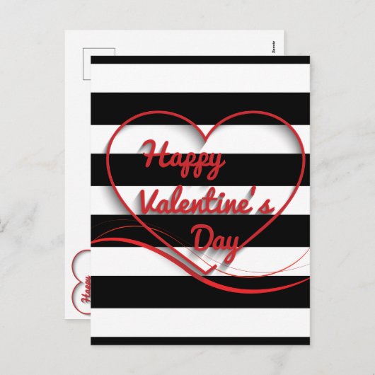 Cartes Pour Fêtes Annuelles Saint Valentin rayé (Devant / Derrière)