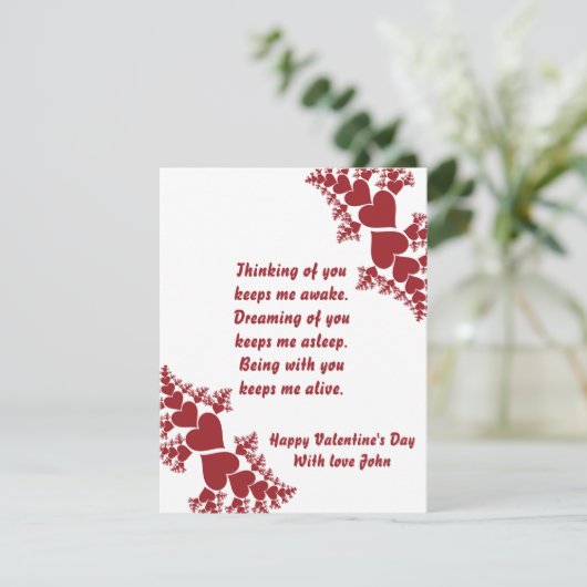 Cartes Pour Fêtes Annuelles Saint-Valentin romantique personnalisé avec des vœ (Debout devant)