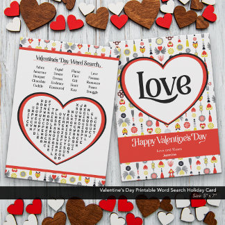 Cartes Pour Fêtes Annuelles Saint-Valentin romantique Recherche de mots imprim