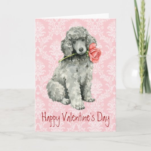 Cartes Pour Fêtes Annuelles Saint Valentin Rose Standard Poodle (Devant)