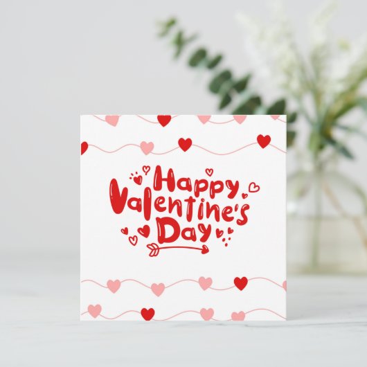 Cartes Pour Fêtes Annuelles Saint-Valentin rouge blanc (Debout devant)