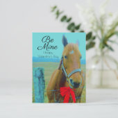 Cartes Pour Fêtes Annuelles Saint-Valentin Rustic Blue Horse Red Bow (Debout devant)