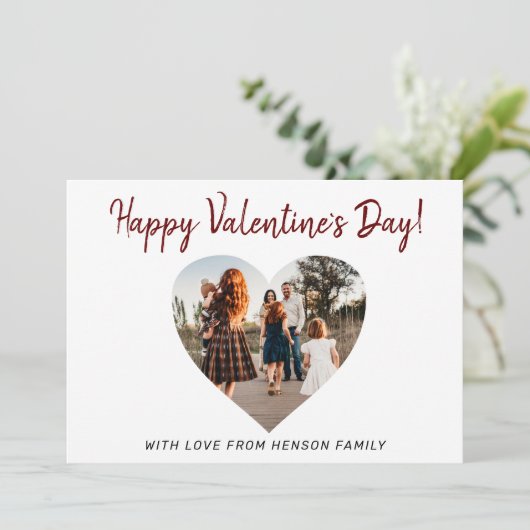 Cartes Pour Fêtes Annuelles Saint Valentin`s day Heart Family Photo Script (Debout devant)