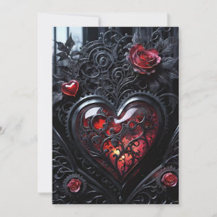 Cartes Pour Fêtes Annuelles Saint-Valentin Steampunk gothique Cœurs à engrenag